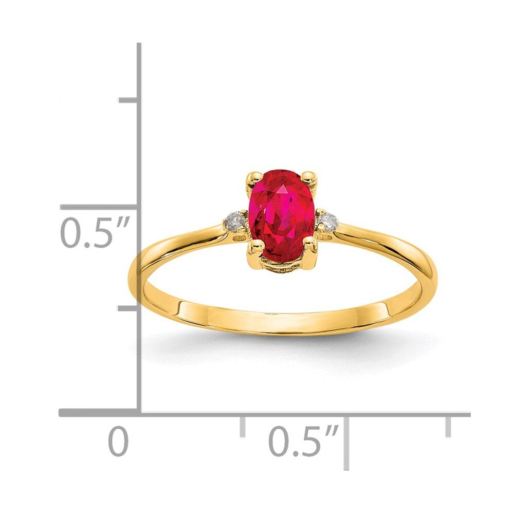 14K Yellow Gold Diamond & Ruby Birthstone Ring