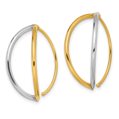 14k Yellow Gold Rhodium Dangle Threader Earrings