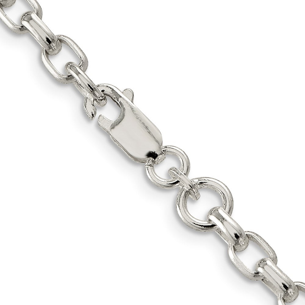 Sterling Silver 4.4mm Oval Fancy Rolo Chain Necklace