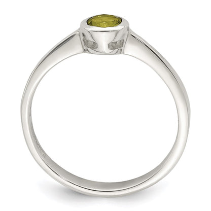 Sterling Silver Lime Green Round Bezel Cubic Zirconia Ring Size 8