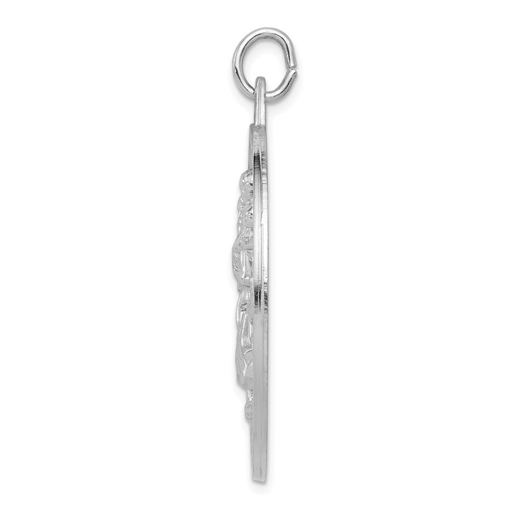 Sterling Silver Rhodium-plated Saint Christopher Medal Pendant