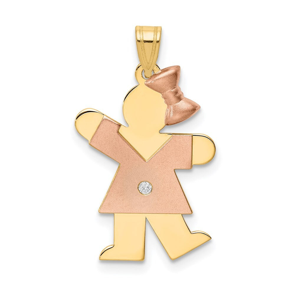 14k Two-tone Gold AA Diamond Kid Pendant for Women