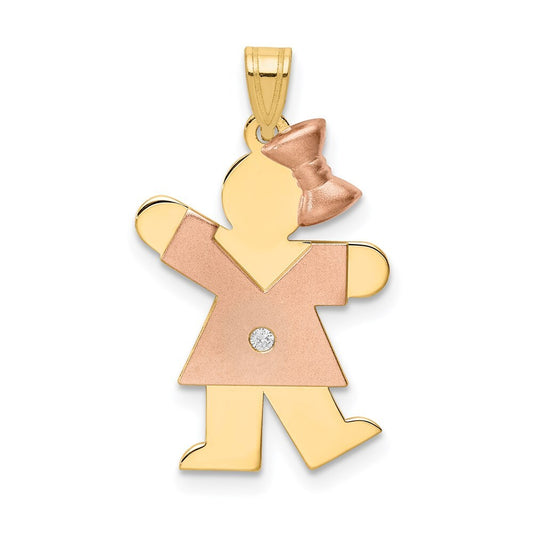 14k Two-tone Gold AA Diamond Kid Pendant for Women