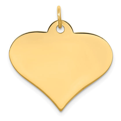 14k Yellow Gold Plain .027 Gauge Engraveable Heart Disc Charm
