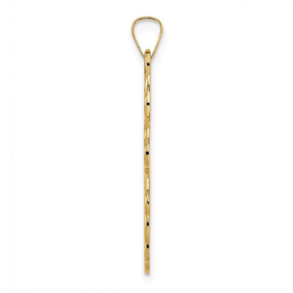 14k Yellow Gold Polished Eastern Orthodox Solid Cross Pendant for Women