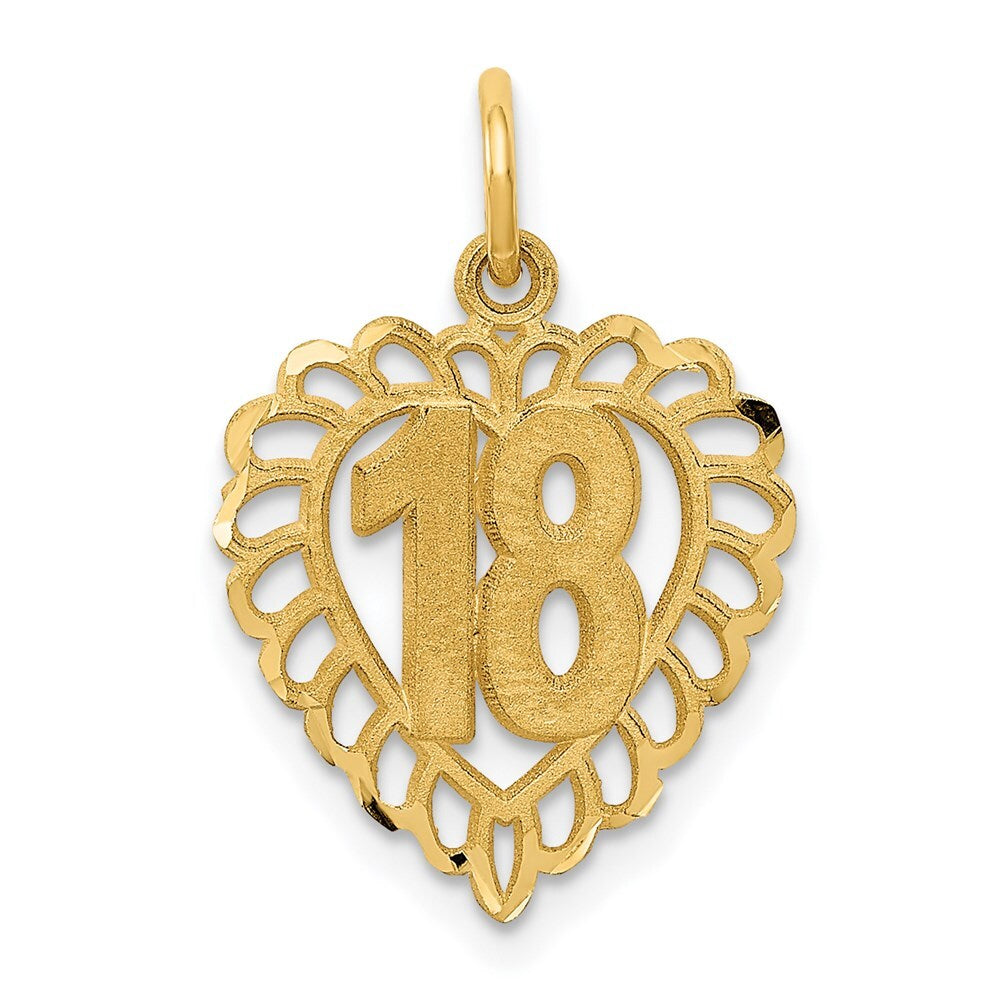 14k Yellow Gold 18 Heart Charm Pendant for Women
