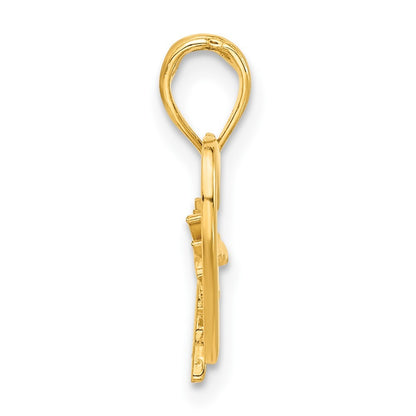 14k Yellow Gold Polished Palm Tree In Heart Pendant