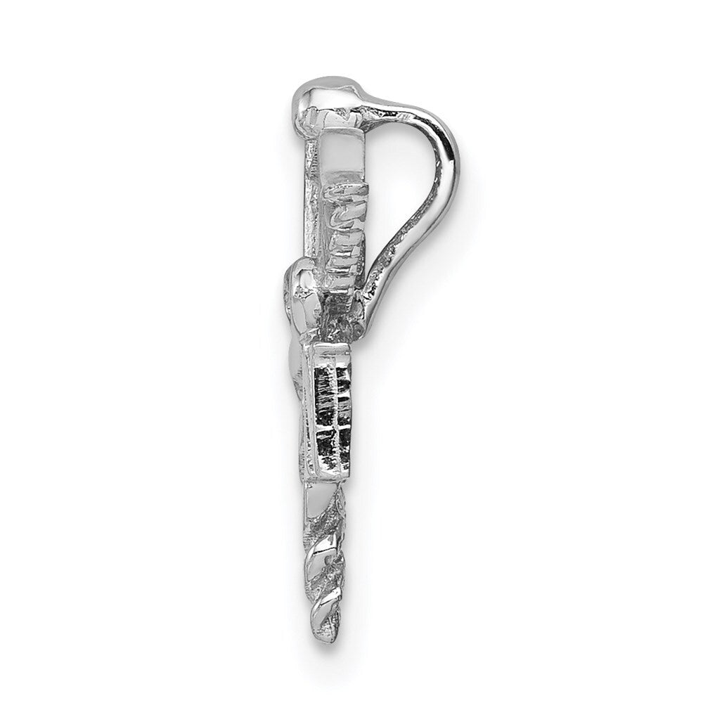 14k White Gold White Polished RN Medical Chain Slide Pendant for Women