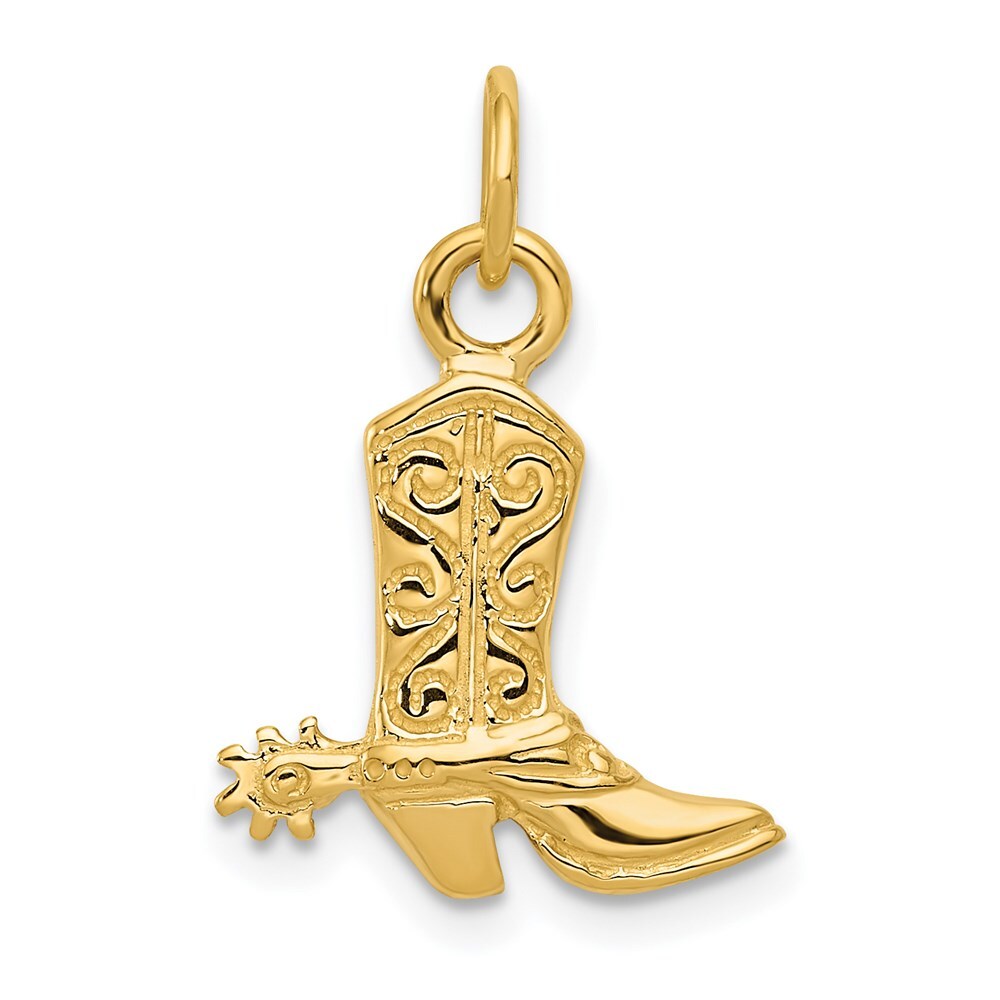 14k Yellow Gold 3-D Cowboy Boot Pendant for Women