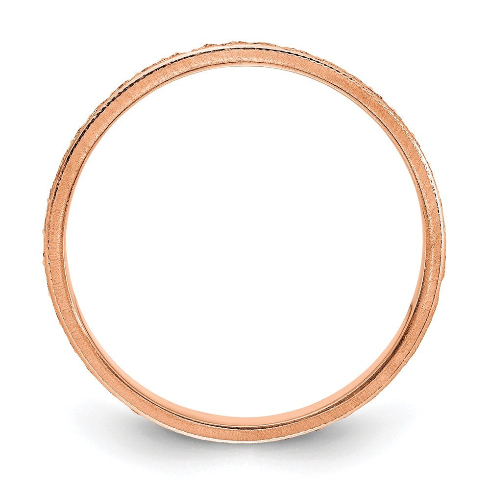 14k Rose Gold 3mm Design Etched Wedding Band Ring Size 5.5