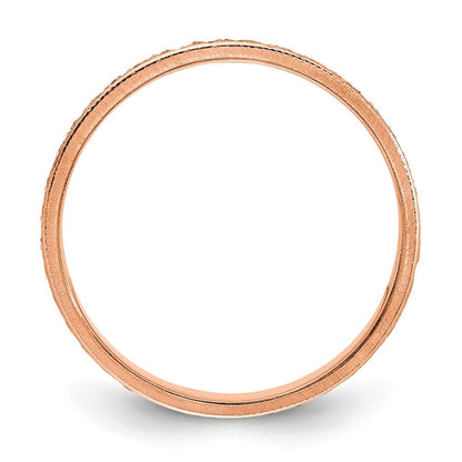 14k Rose Gold 3mm Design Etched Wedding Band Ring Size 5.5