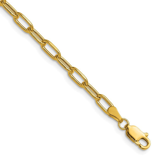 14k Yellow Gold 3.7mm Semi-Solid Beveled Paperclip Chain Bracelet