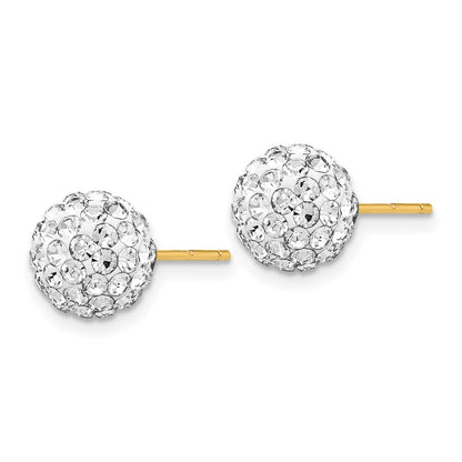 14k Yellow Gold 8mm Crystal Ball Stud Earrings