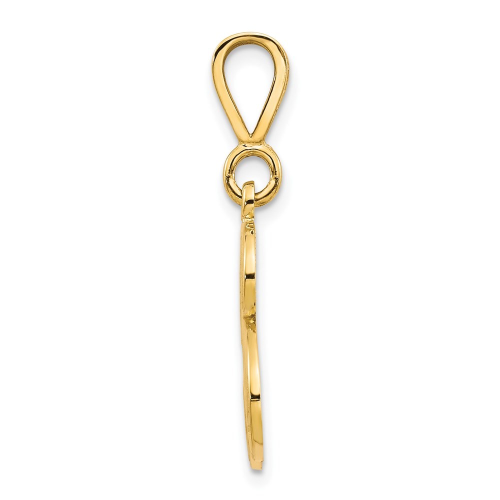 14k Yellow Gold Polished Script Filigree Letter B Initial Pendant