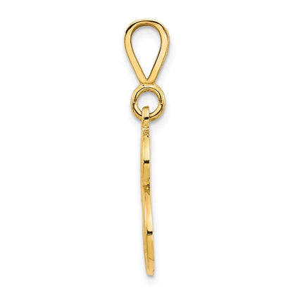 14k Yellow Gold Polished Script Filigree Letter B Initial Pendant