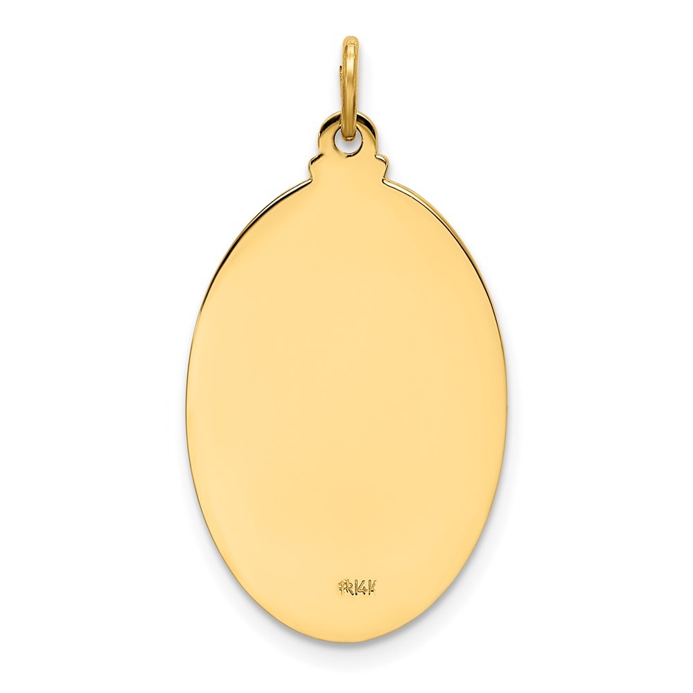 14k Yellow Gold Solid Polished Satin Oval Our Lady of Guadalupe Medal