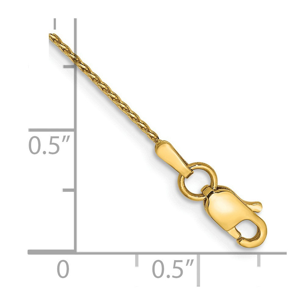 14k Yellow Gold 10" .8mm Diamond-cut Parisian Wheat with Lobster Clasp Anklet