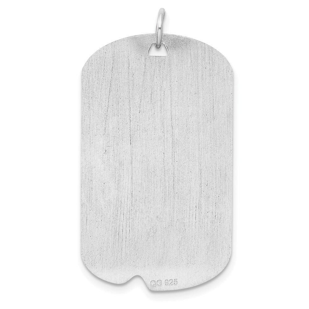 Sterling Silver Rh-plt Engraveable Dog Tag Polished Front/Back Disc Charm