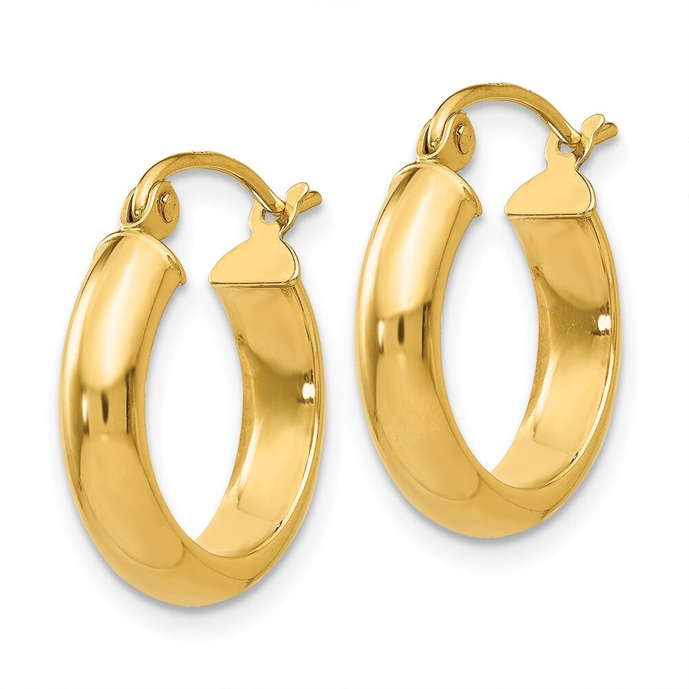14k Yellow Gold Round Tube Hoop Earrings Gift for Women