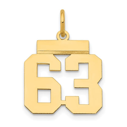 14k Yellow Gold Small Polished Number 63 Charm Pendant for Women