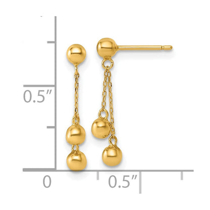 14k Yellow Gold Polished Dangle Ball Earrings Gift for Women