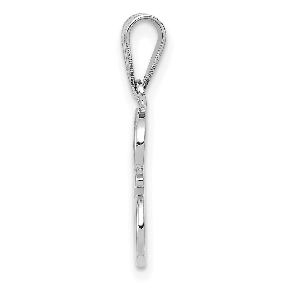 14k White Gold Script Letter E Initial Pendant for Women