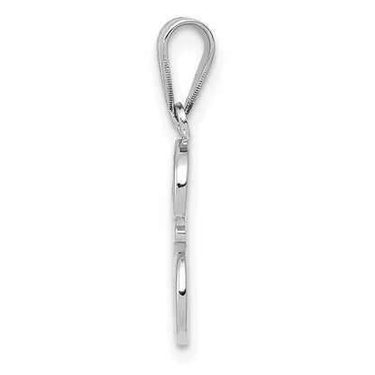 14k White Gold Script Letter E Initial Pendant for Women