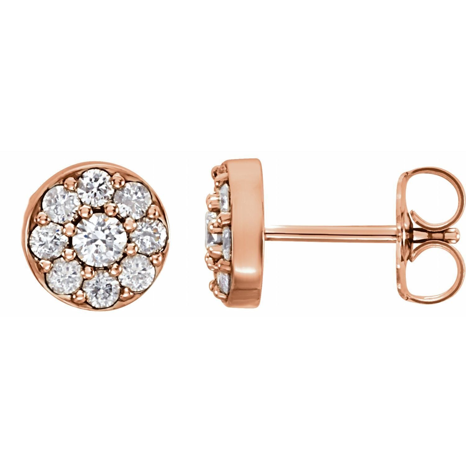 14k Rose Gold 3/8 CTW Natural Diamond Stud Earrings Fine Jewelry for Women