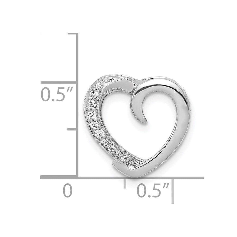 14k White Gold 1/20ct. Diamond Heart Chain Slide Pendant for Women