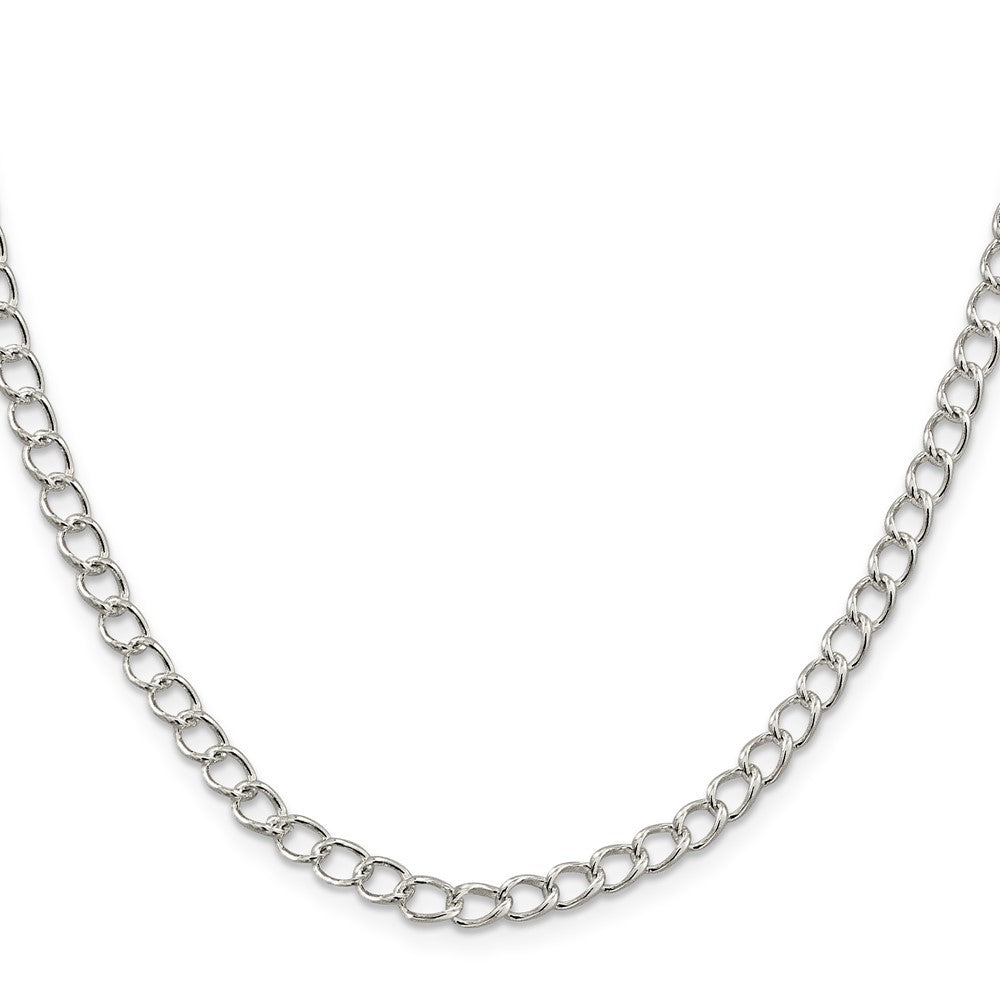 Sterling Silver 4.5mm Half round Wire Open Curb Chain Necklace