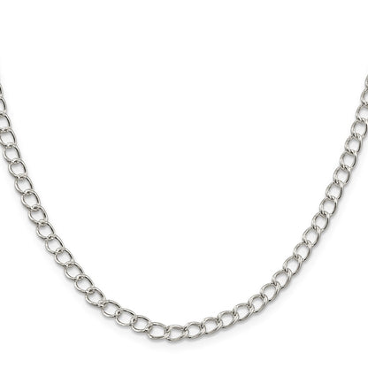 Sterling Silver 4.5mm Half round Wire Open Curb Chain Necklace