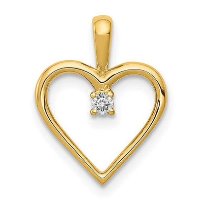 14k Yellow Gold AA .03ct. Diamond Heart Pendant for Women