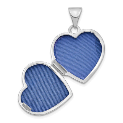 14k White Gold with Diamond 16mm Heart Locket Pendant for Women