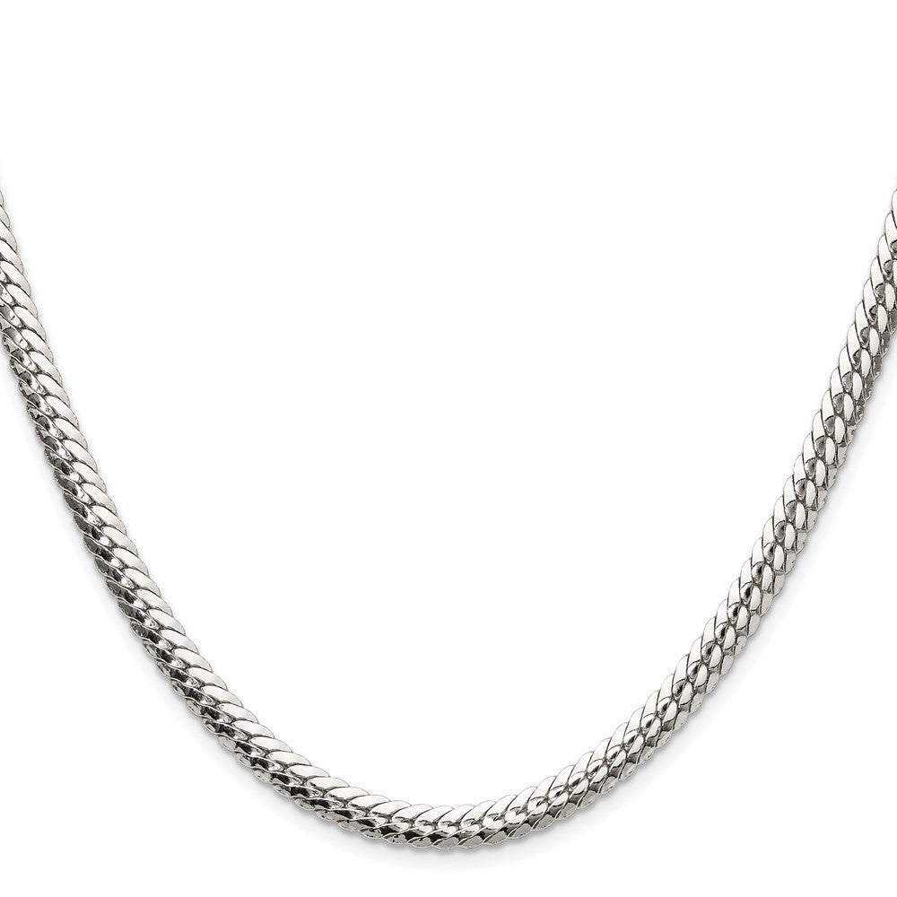 Sterling Silver Polished 5.1mm Double Oval Flat Chain Necklace