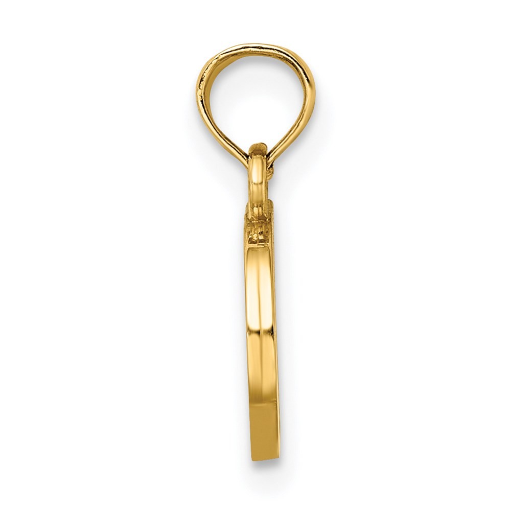 14k Yellow Gold Polished Block Letter D Initial Pendant
