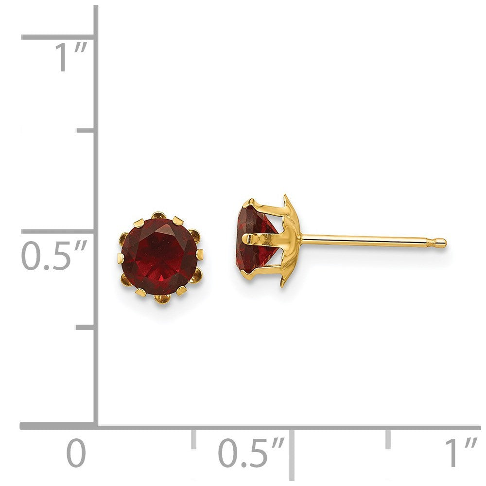 14k Yellow Gold 5mm CZ Birthstone (Jan) Earrings