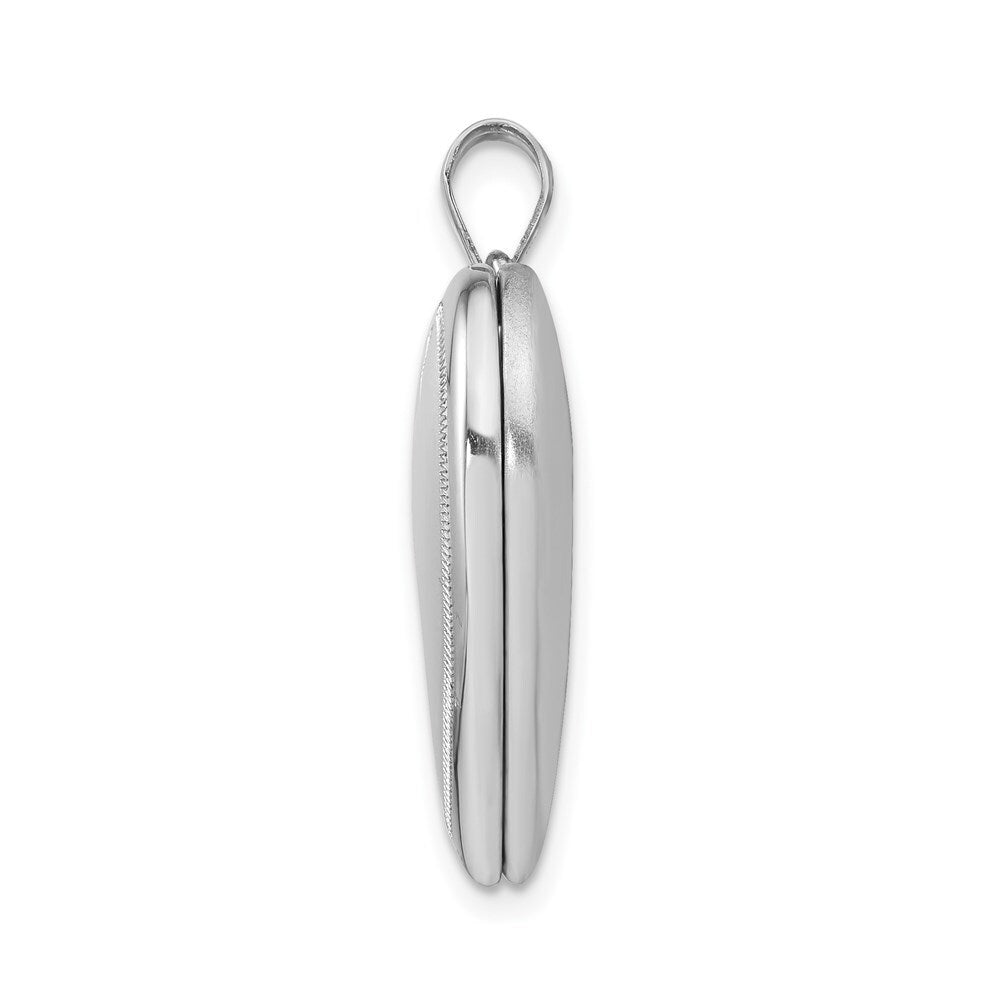 Sterling Silver Rhodium-plated Polished & Satin Heart Locket