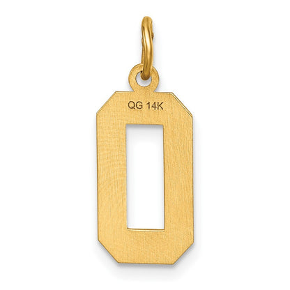 14k Yellow Gold Medium Diamond-cut Number 0 Charm