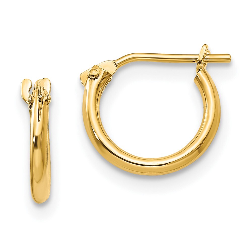 14k Yellow Gold 1.25mm Half Hoop Earrings Gift for Women