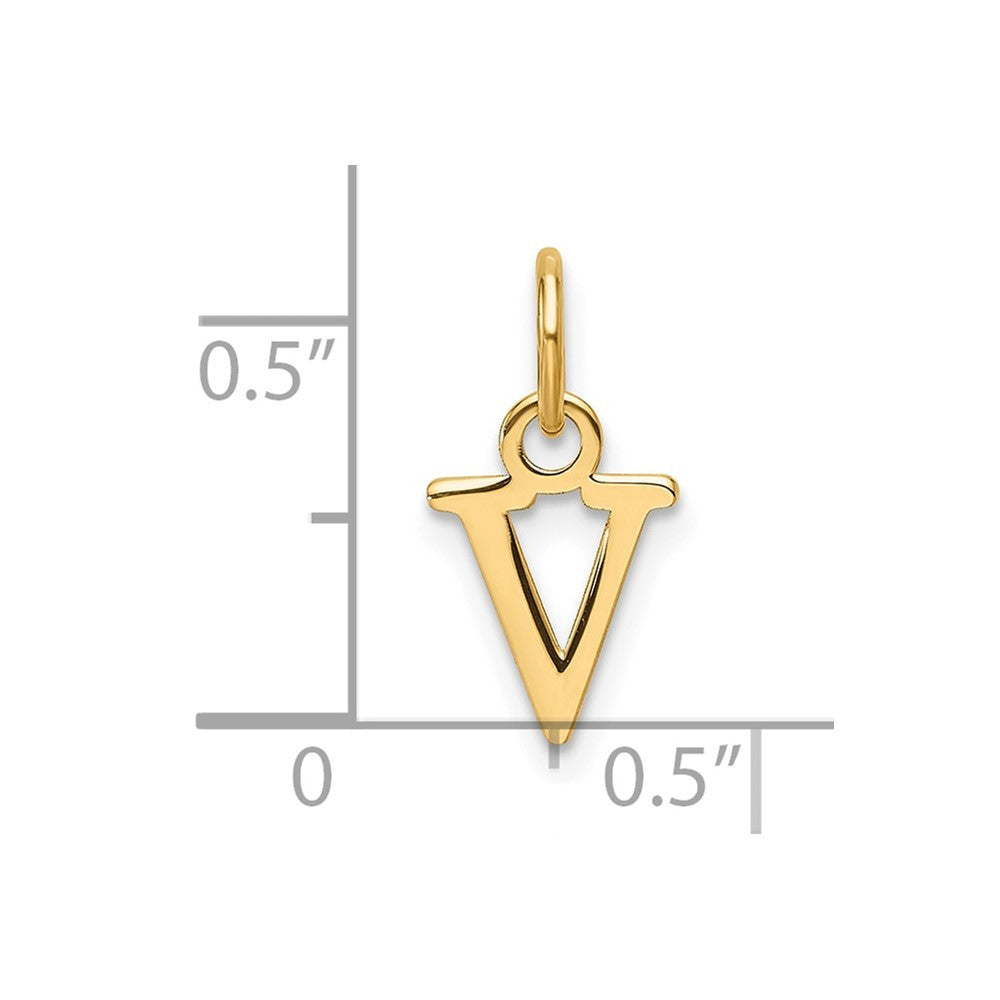 14k Yellow Gold Cutout Letter V Initial Pendant