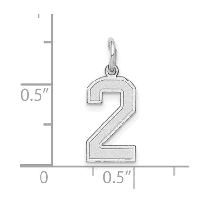 14K White Small Satin Number 2 Charm