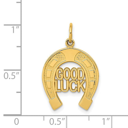 14k Yellow Gold Horseshoe Good Luck Charm Pendant for Women