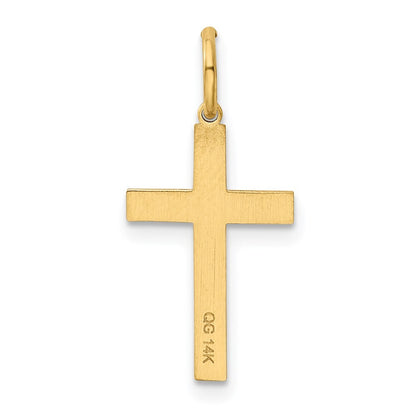 14k Yellow Gold Laser Designed Cross Charm Pendant for Women