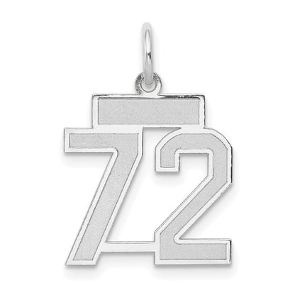 14k White Gold Small Satin Number 72 Charm Pendant for Women