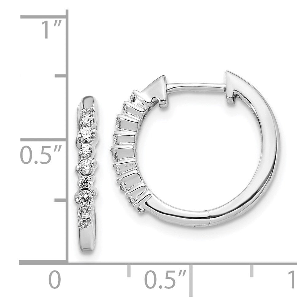 14k White Gold Diamond Hinged Hoop Earrings