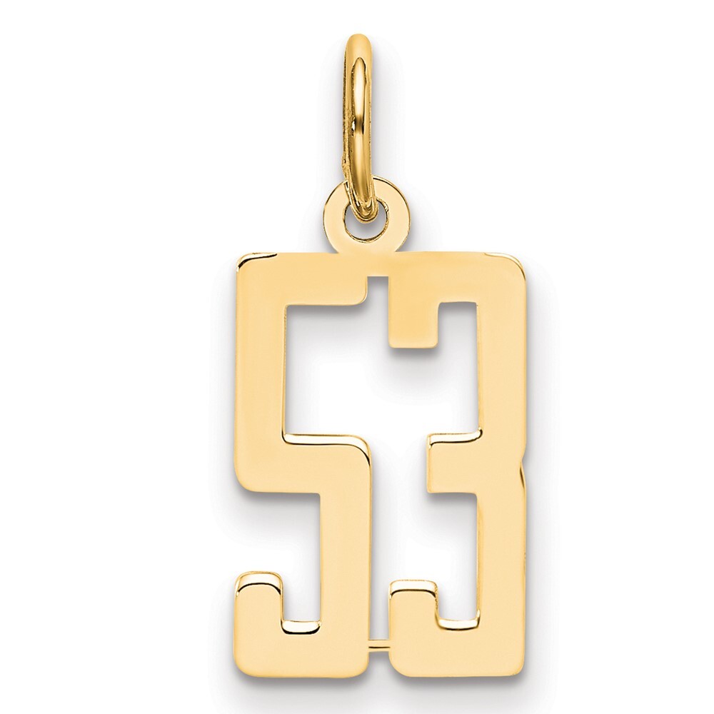 14k Yellow Gold Small Elongated Number 53 Charm Pendant for Women