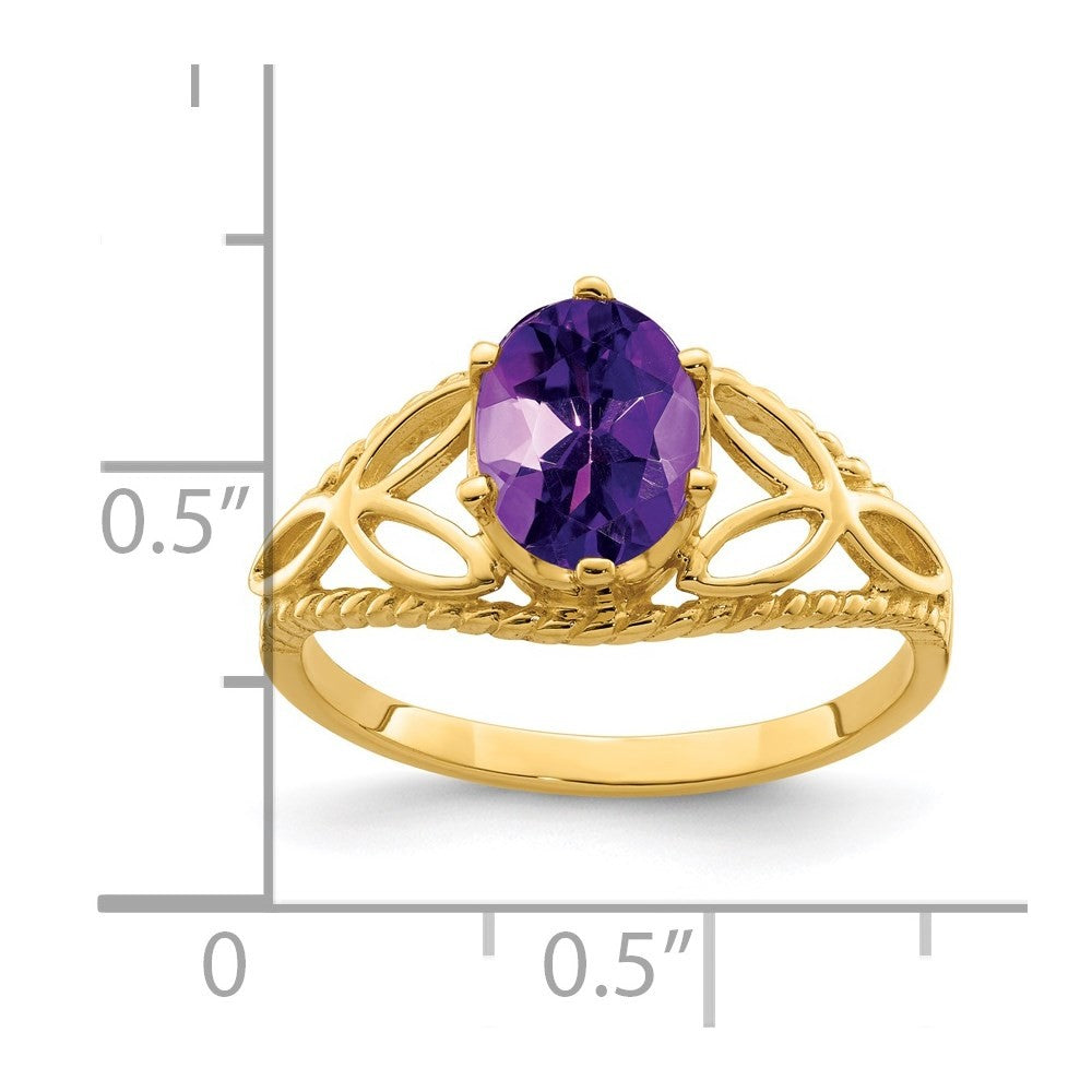 14k Yellow Gold 8x6mm Oval Amethyst ring