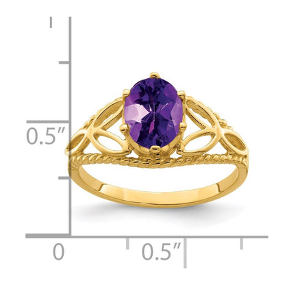 14k Yellow Gold 8x6mm Oval Amethyst ring