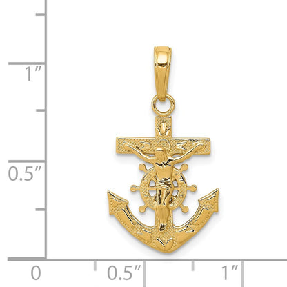 14k Yellow Gold Mariners Crucifix Pendant for Women