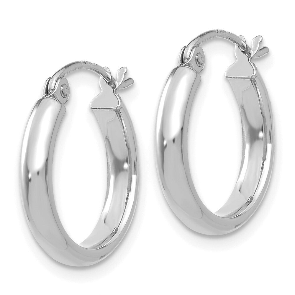 14k White Gold Polished Hoop Earring Gift for Women